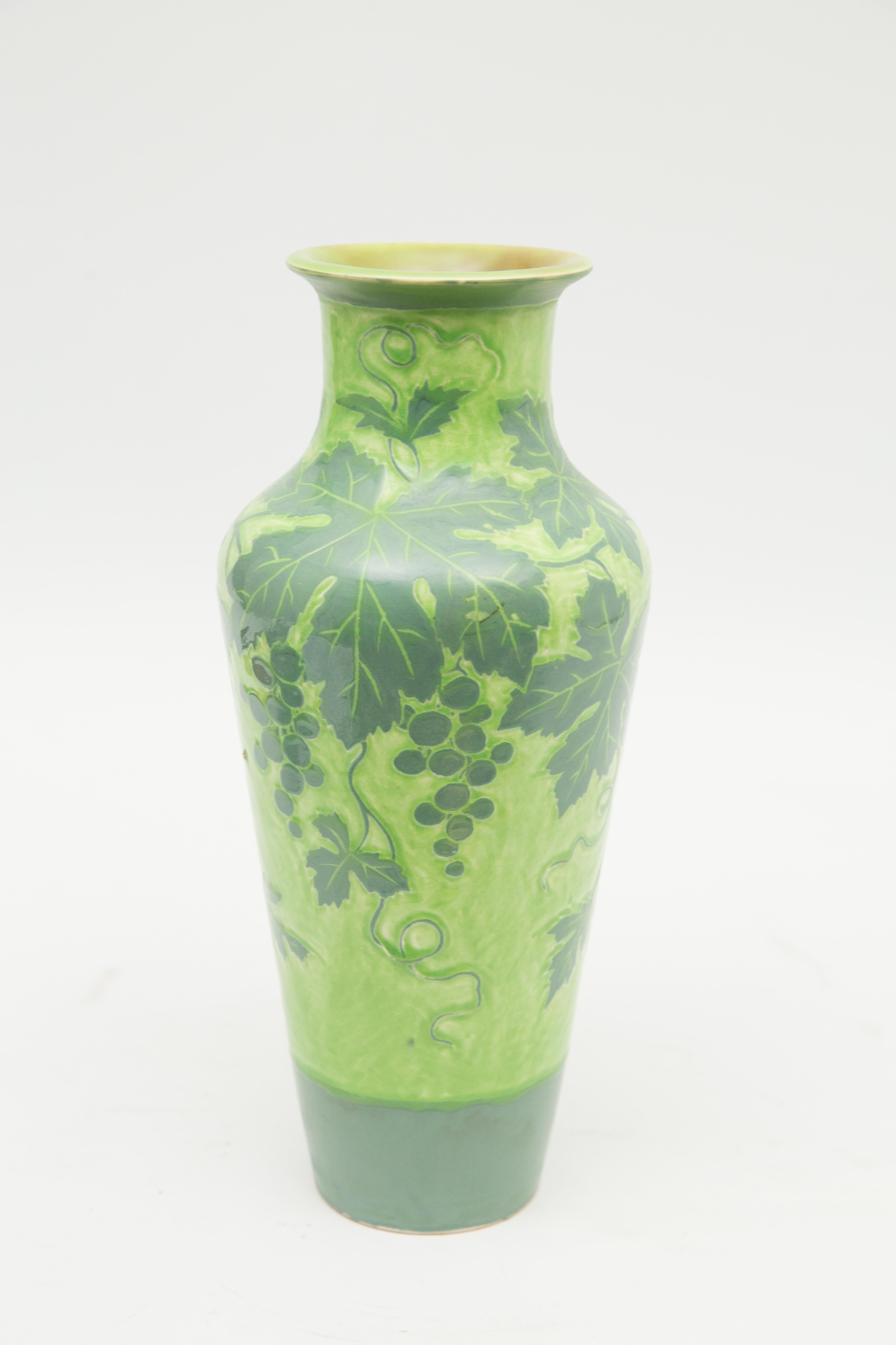Art Nouveau Gustavsberg Scraffito Cut Back Cameo Style Vase, Artist Signed