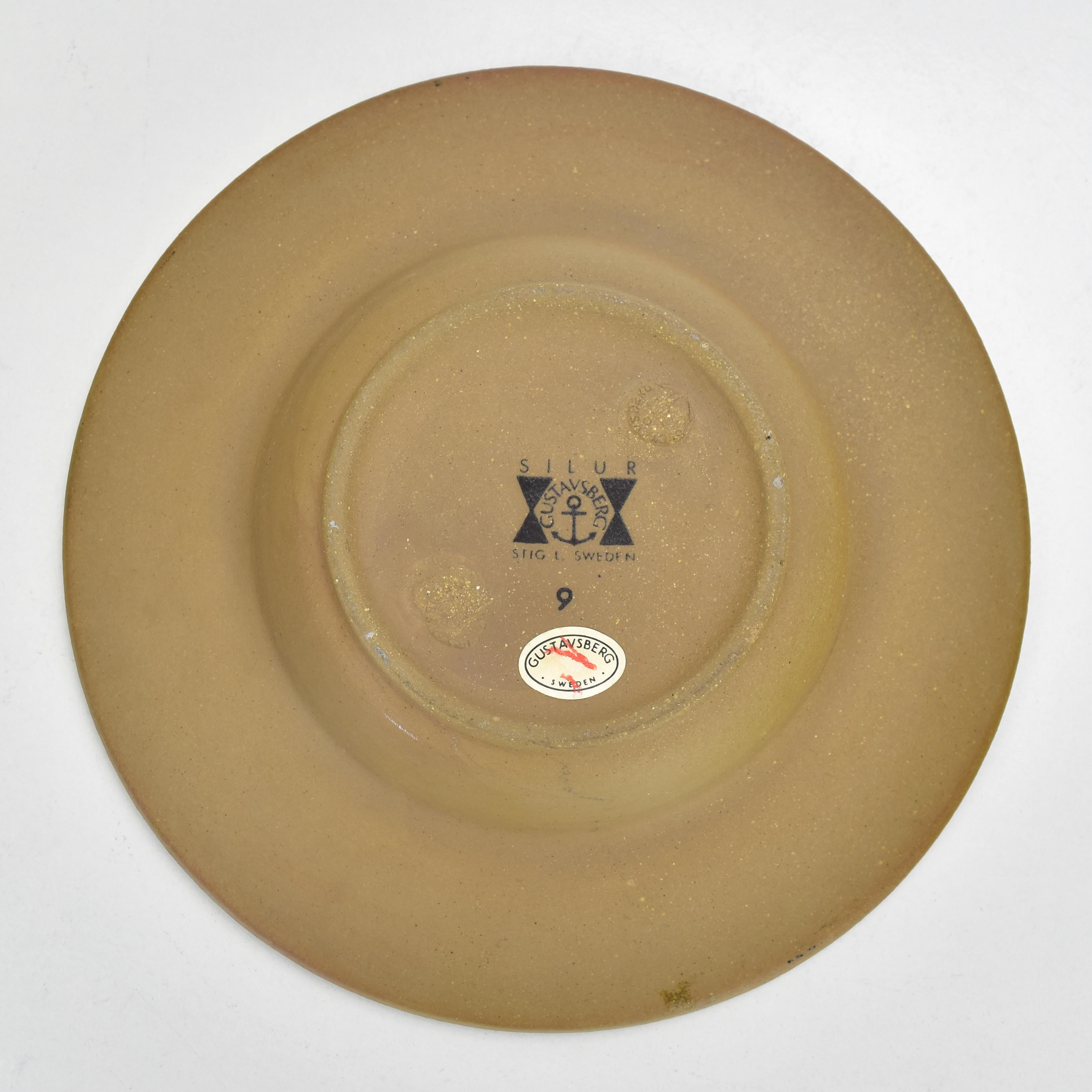Glazed Gustavsberg Stig Lindberg SILUR Vide Poche Keep All Dish Bowl Stoneware Ceramic For Sale