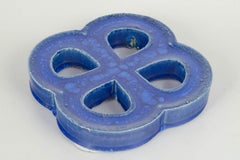 Gustavsberg. Stoneware wall relief in organic form. Deep blue glaze. 1960s