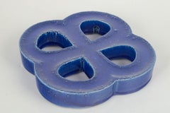 Gustavsberg. Stoneware wall relief in organic form. Deep blue glaze. 1960s