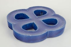 Gustavsberg. Stoneware wall relief in organic form. Deep blue glaze. 1960s