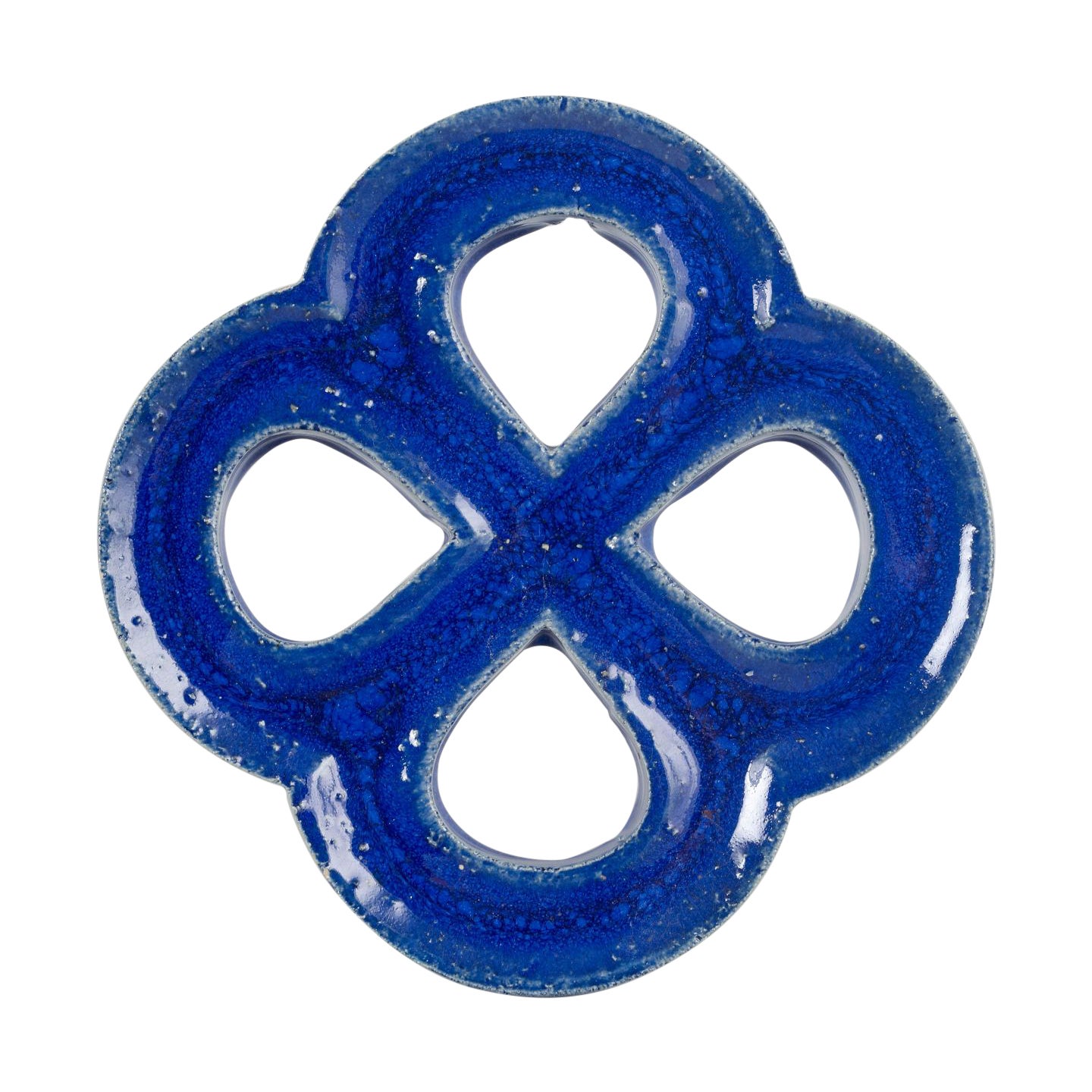 Gustavsberg. Stoneware wall relief in organic form. Deep blue glaze. 1960s For Sale