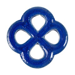 Gustavsberg. Stoneware wall relief in organic form. Deep blue glaze. 1960s