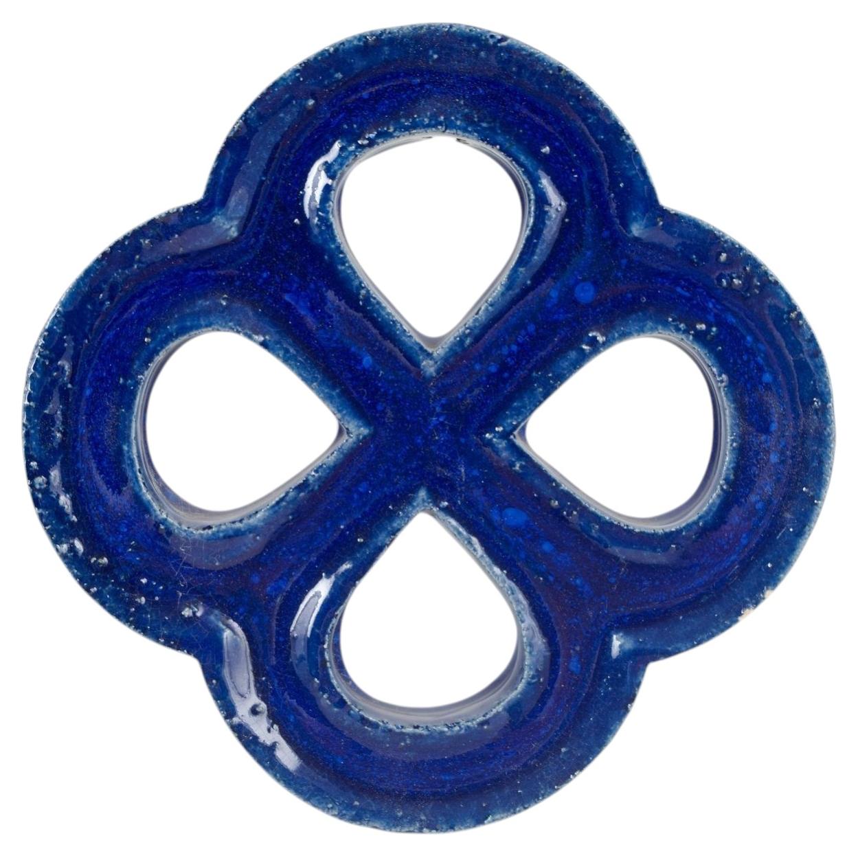 Gustavsberg. Stoneware wall relief in organic form. Deep blue glaze. 1960s