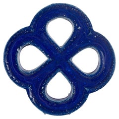 Gustavsberg. Stoneware wall relief in organic form. Deep blue glaze. 1960s