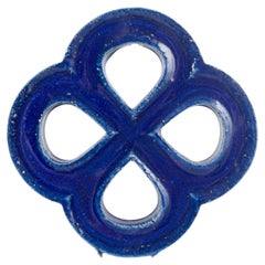 Gustavsberg. Stoneware wall relief in organic form. Deep blue glaze. 1960s