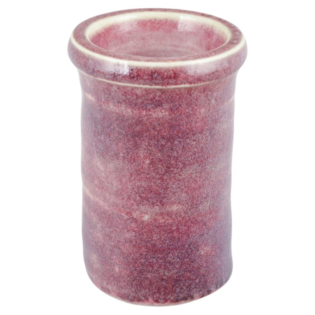 Gustavsberg Studio. Ceramic vase with experimental pink-purple test glaze.