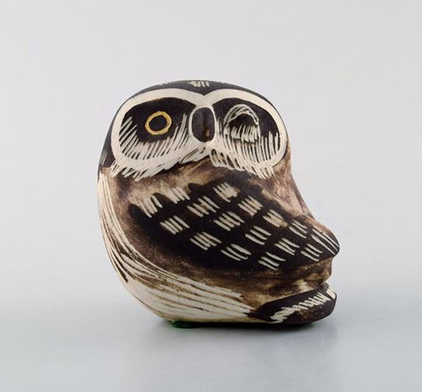 Gustavsberg Studio Hand, Edward Lindahl, 3 Owls in Ceramics In Excellent Condition In Copenhagen, DK