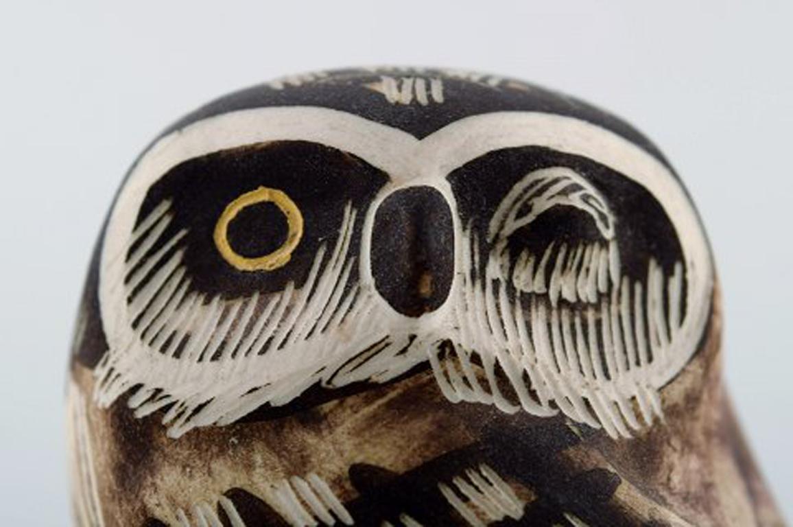 20th Century Gustavsberg Studio Hand, Edward Lindahl, 3 Owls in Ceramics