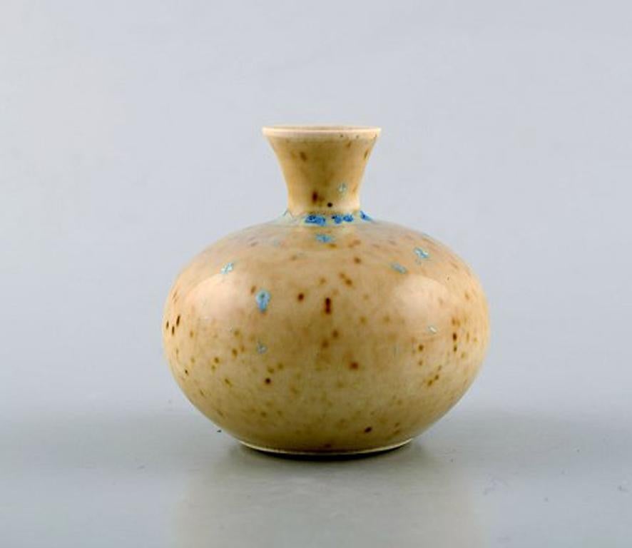 Scandinavian Modern Gustavsberg Studio Hand, Miniature Vase, Beautiful Glaze in Bright Earth Shades