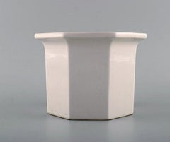Gustavsberg, Sweden, Three Flower Pot Covers in White Glazed Stoneware, 1970s