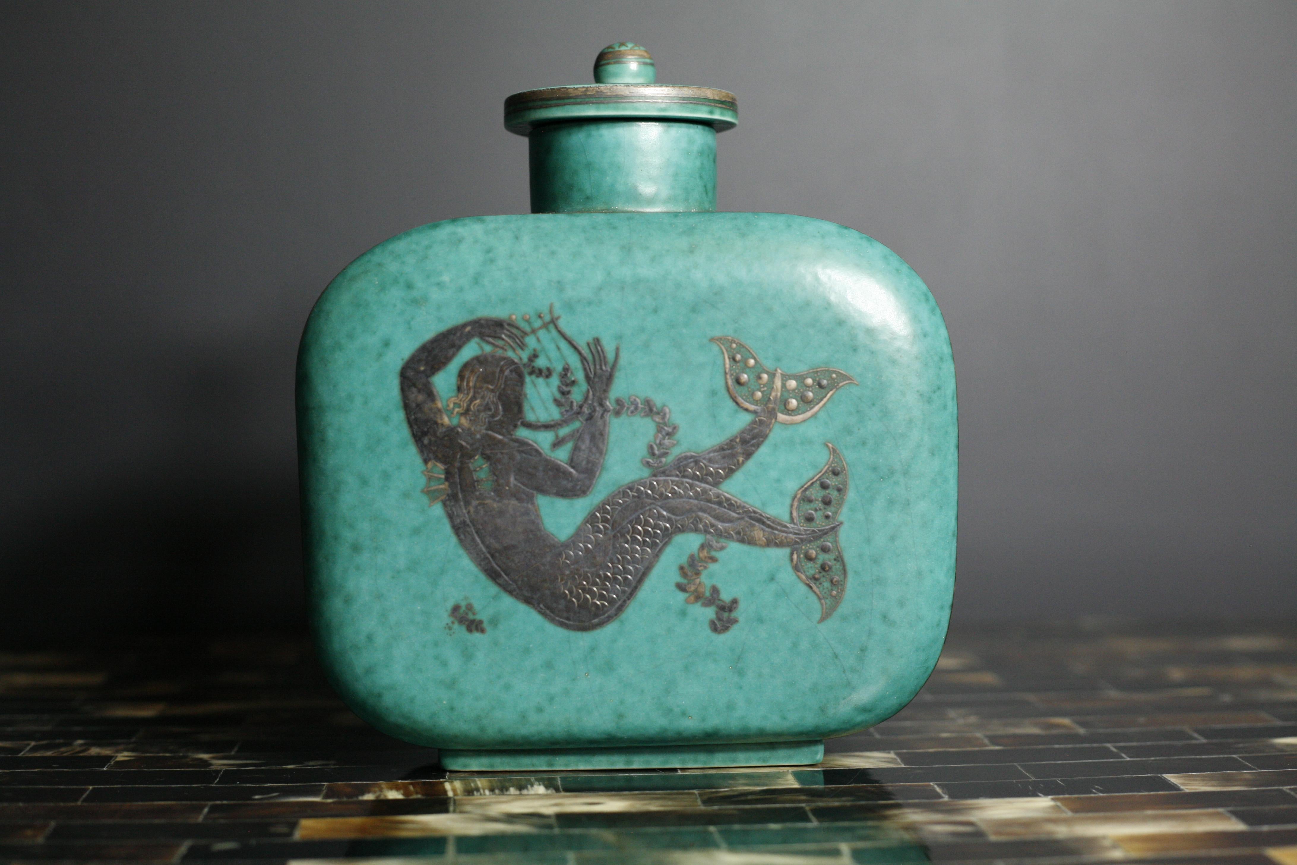 Mid-Century Modern Gustavsberg ceramic Urn by Wilhelm kage, Sweden, 1950