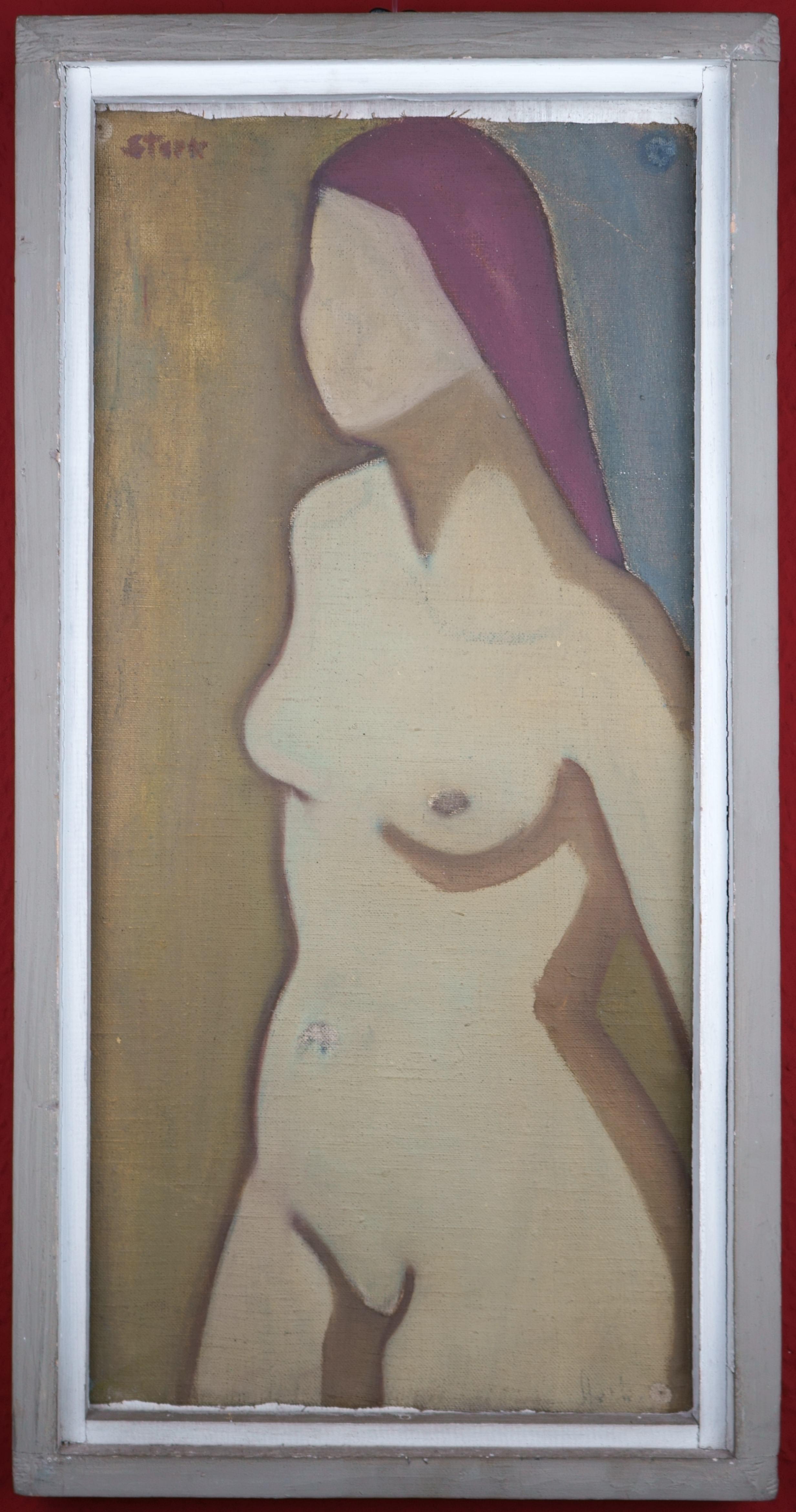 Small Nude / - Abstract Figurativity - - Brown Figurative Painting by Gustl Stark