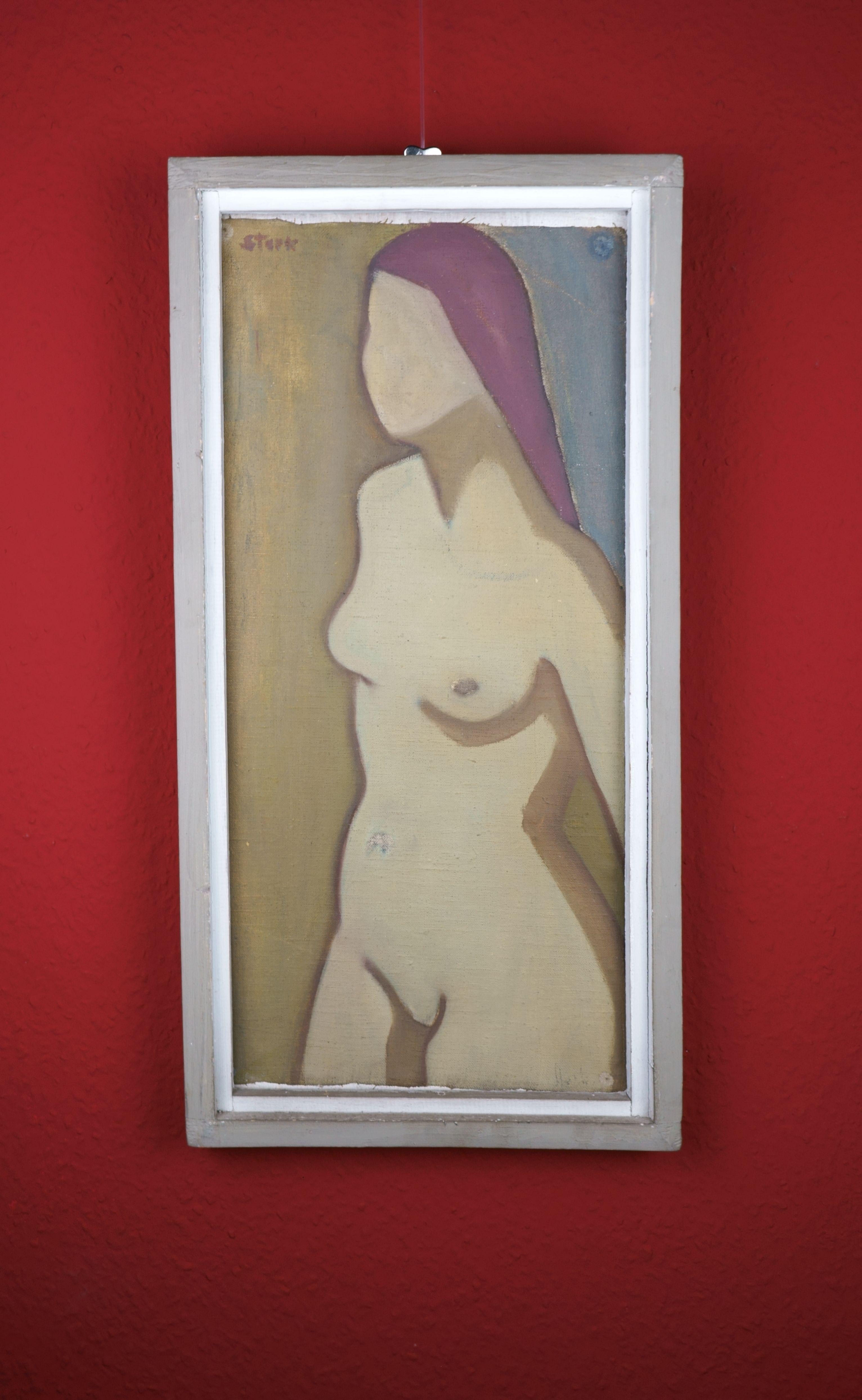 Gustl Stark (1917 Mainz - 2009 ibid.), Small Nude, 1946. Oil on canvas, marouflaged, 54 x 25 cm (picture), 30 x 60 cm (frame), signed 