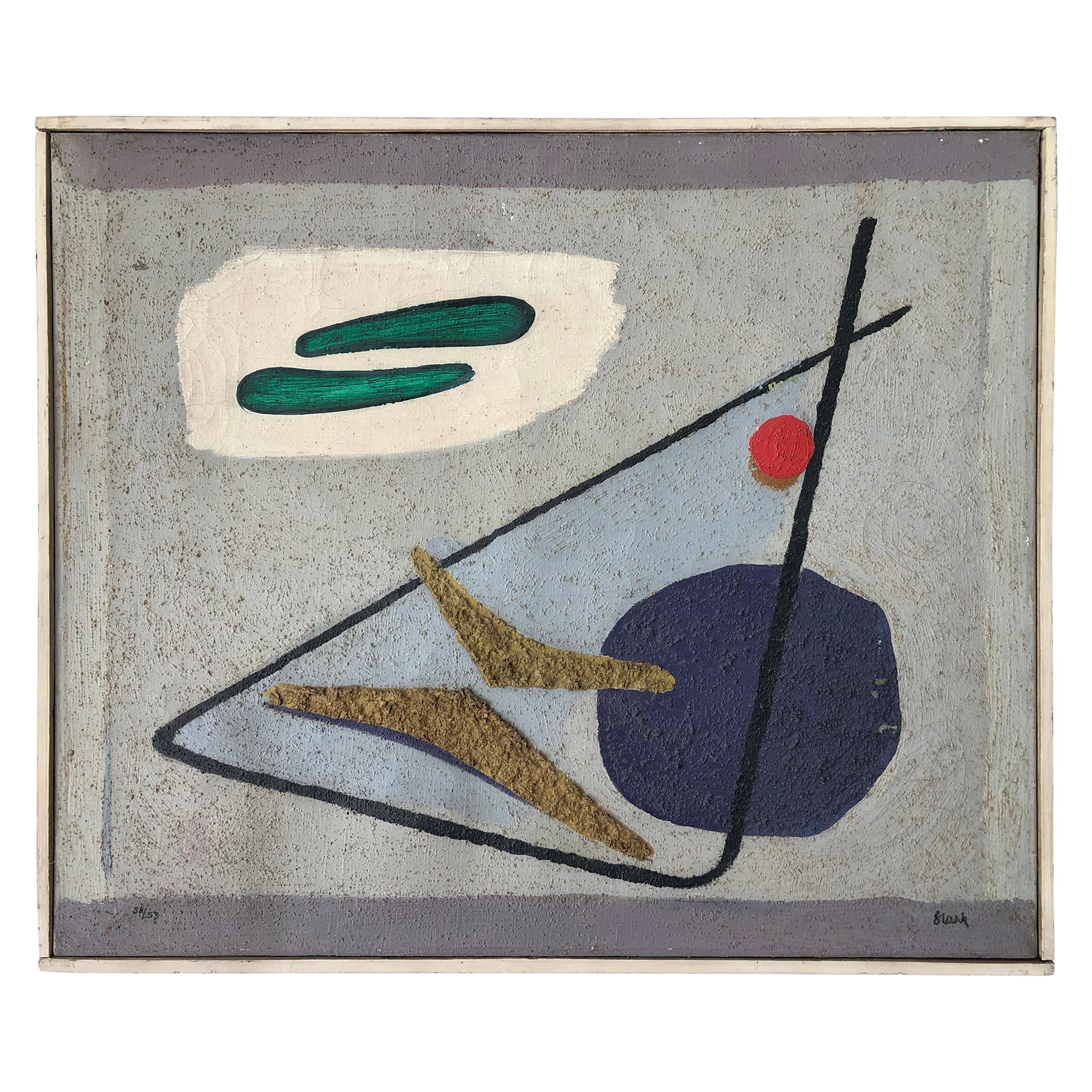 Gustl Stark, Abstraktes Ölgemälde auf Leinwand, 1953