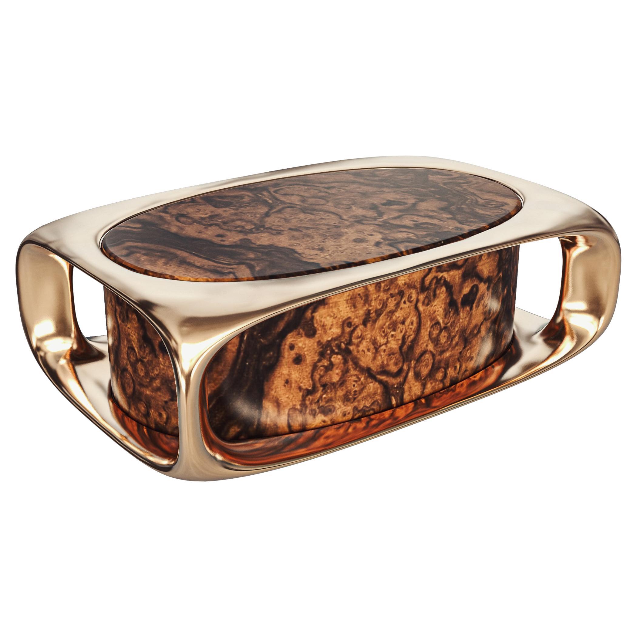 "Gusto" Coffee Table with Bronze, Handmade, Istanbul