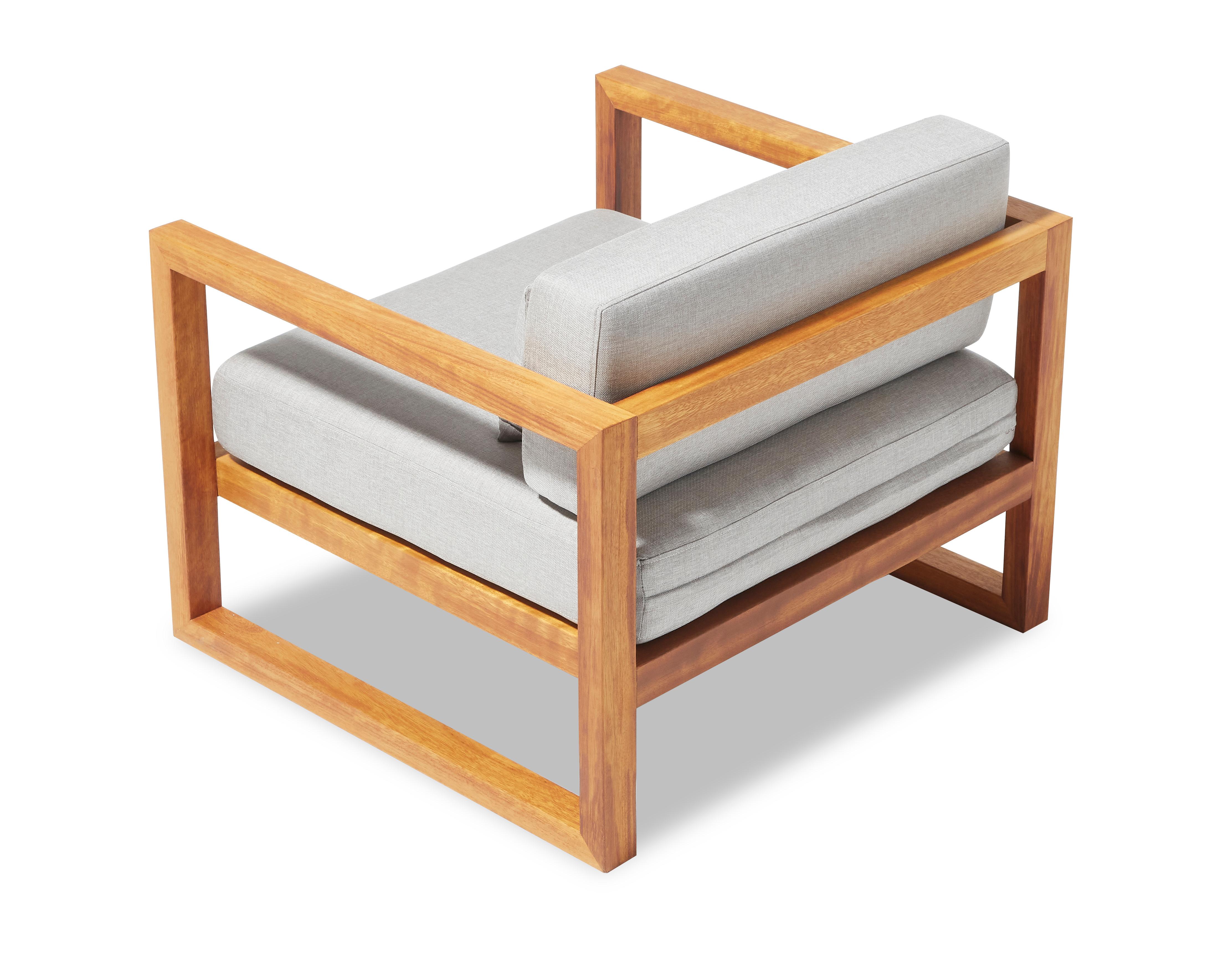 Fait main Fauteuil d'extérieur GUSTO en gris  Tissu déperlant et Wood Wood Iroko massif en vente