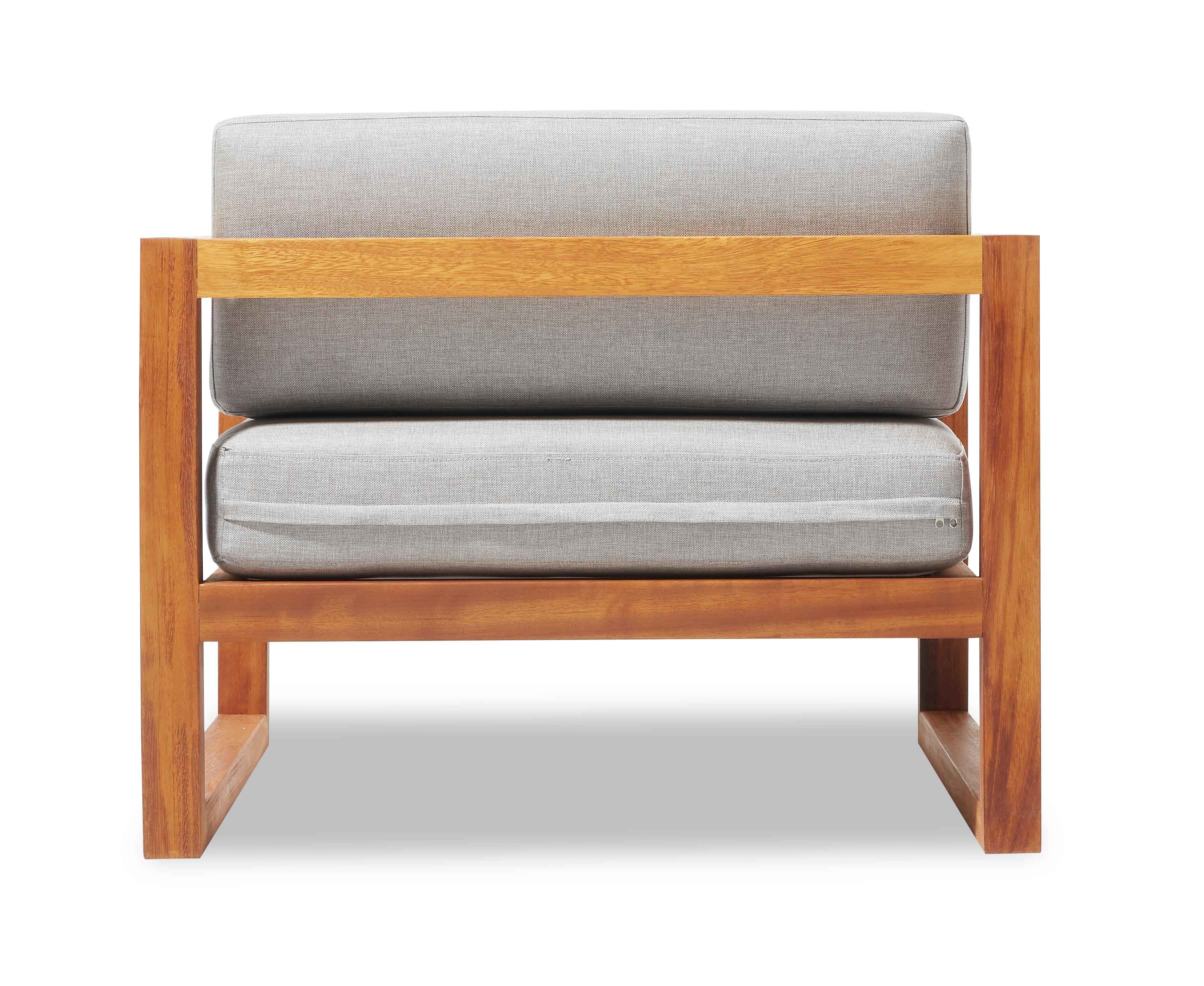 Fauteuil d'extérieur GUSTO en gris  Tissu déperlant et Wood Wood Iroko massif Neuf - En vente à Miami, FL