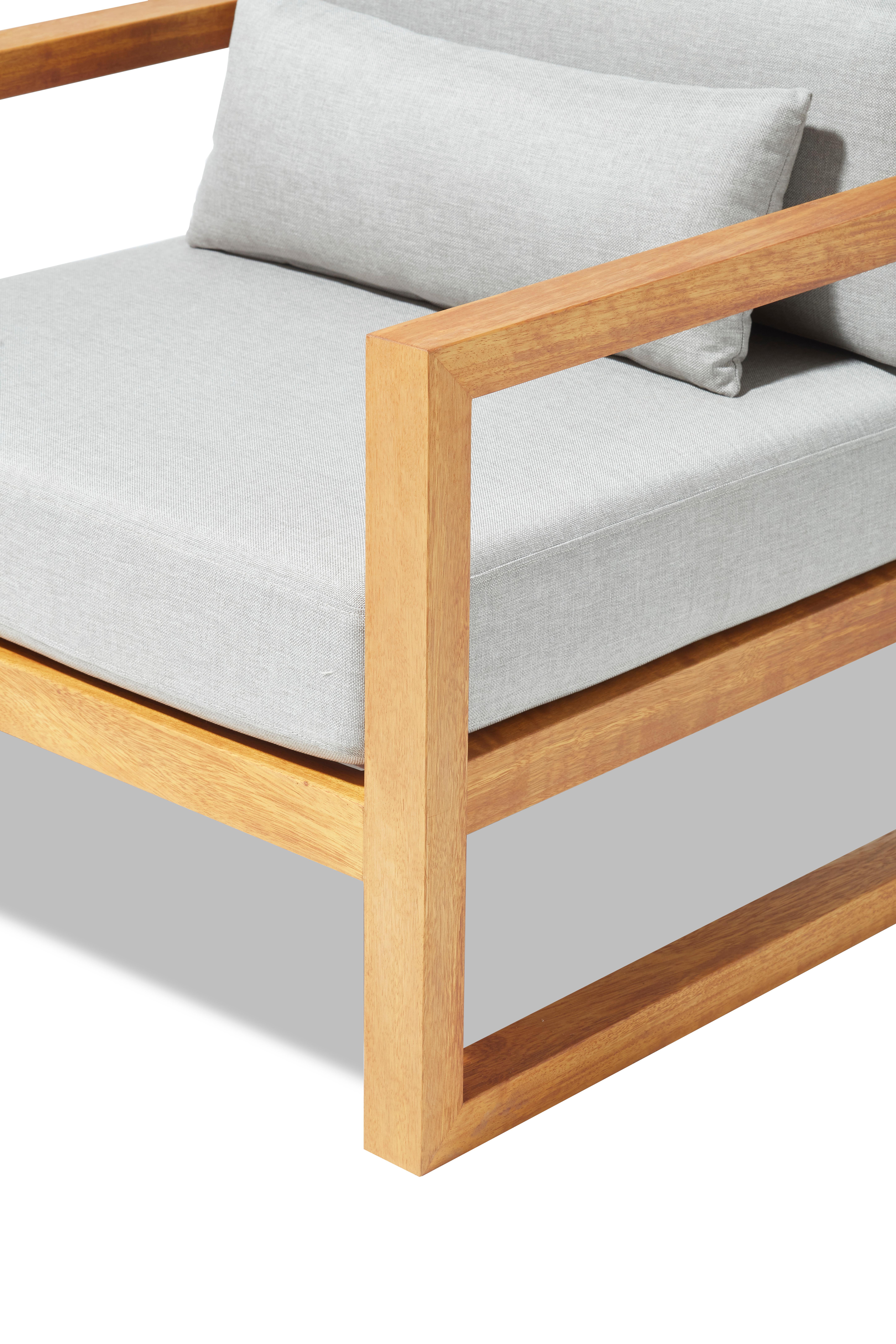 XXIe siècle et contemporain Fauteuil d'extérieur GUSTO en gris  Tissu déperlant et Wood Wood Iroko massif en vente
