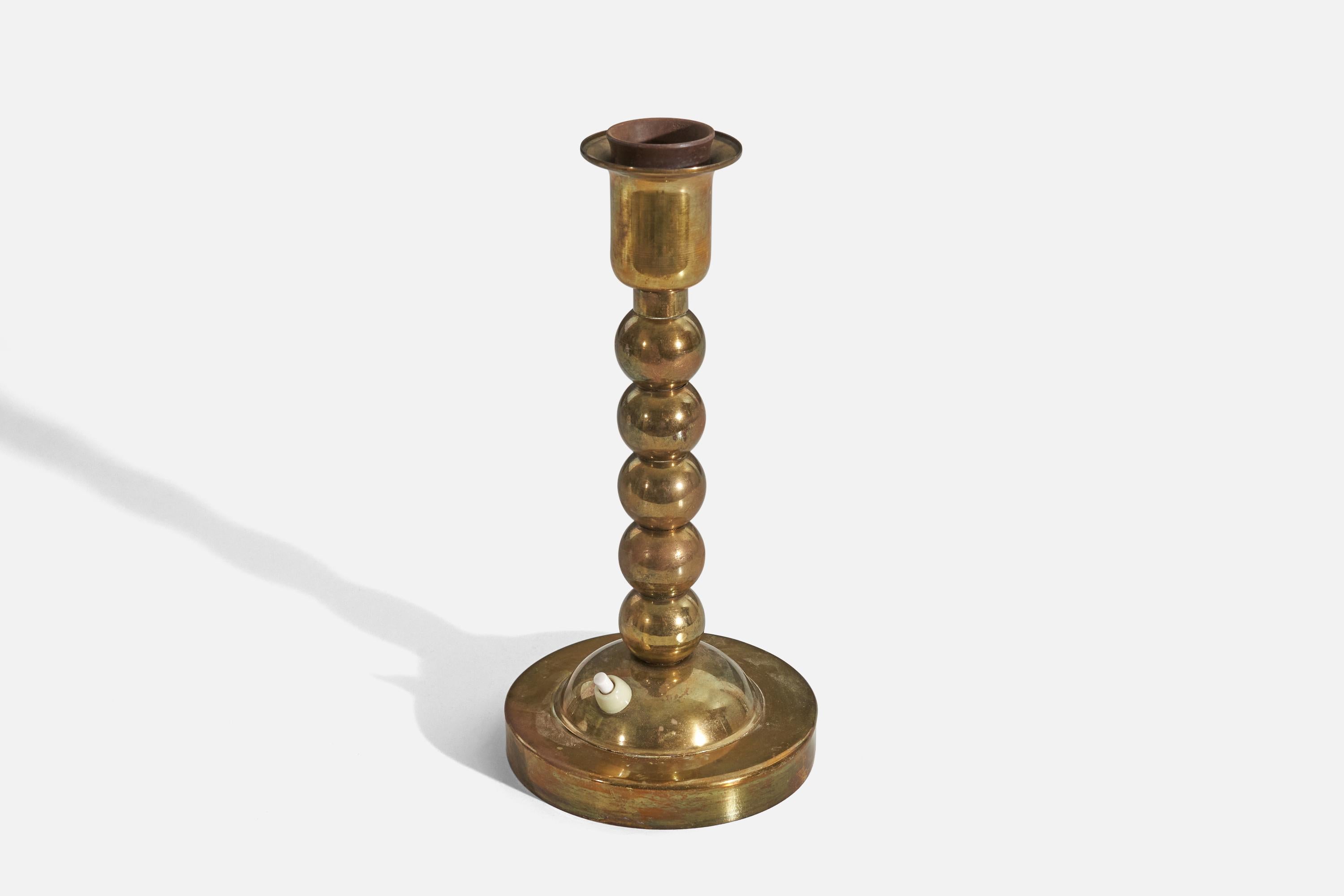 Swedish Gusum Bruk 'Attribution', Table Lamp, Brass, Sweden, 1960s For Sale