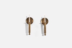 Gusum Bruk, Pair of Brass Candle Sconces, Sweden, 1991