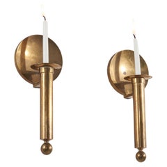 Gusum Bruk, Pair of Brass Candle Sconces, Sweden, 1991