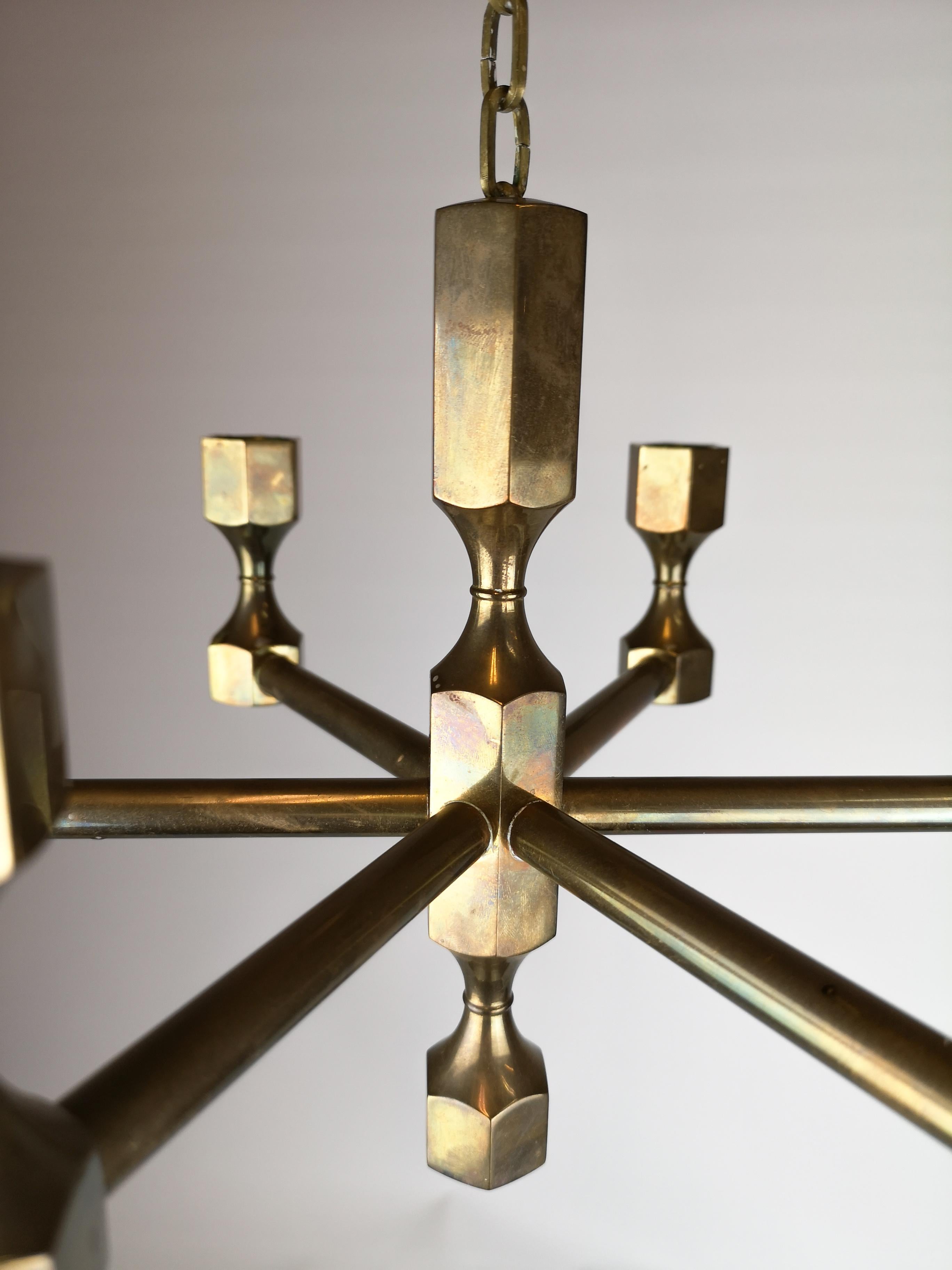Late 20th Century Gusum Metal, Brass Chandelier for Six Lights, Swedish, 1970s