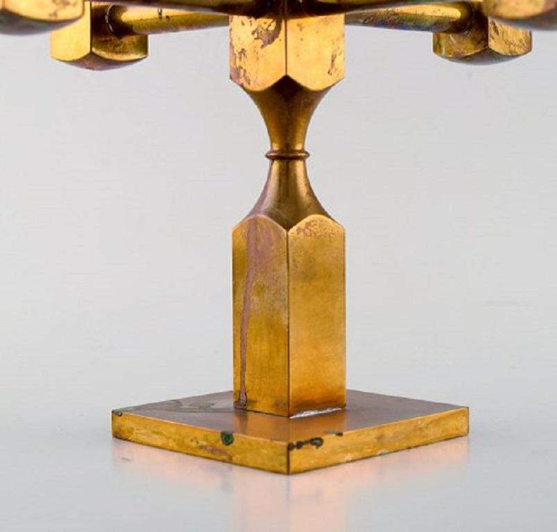 Scandinavian Modern Gusum Metal, Candlestick in Brass for Five Candles, Swedish Design