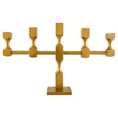 Gusum Metal, Large Candlestick in Brass for Five Lights, 1974, Swedish Design