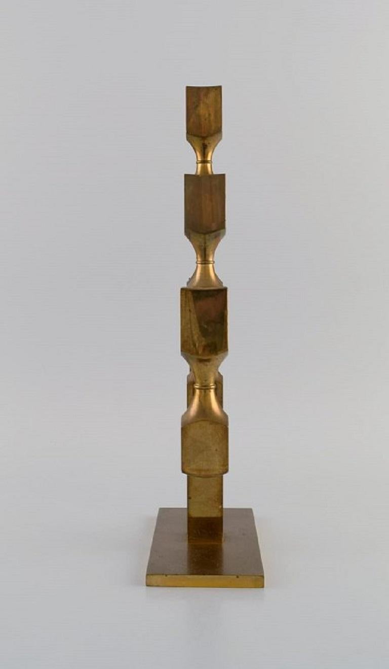 Gusum Metal, Large Five-Armed Candlestick in Brass, Swedish Design, 1980s 1