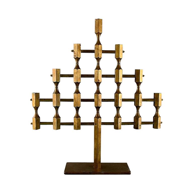 Gusum Metal, Large Rare Candlestick in Brass for Seven Lights, Swedish Design