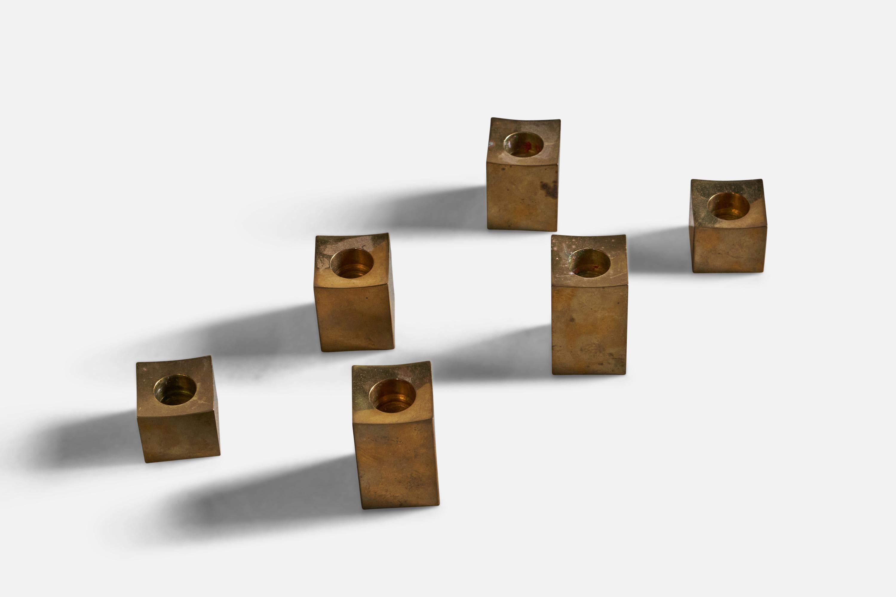 Post-Modern Gusum Metallslöjden, Candlesticks, Brass, Sweden, 1970s
