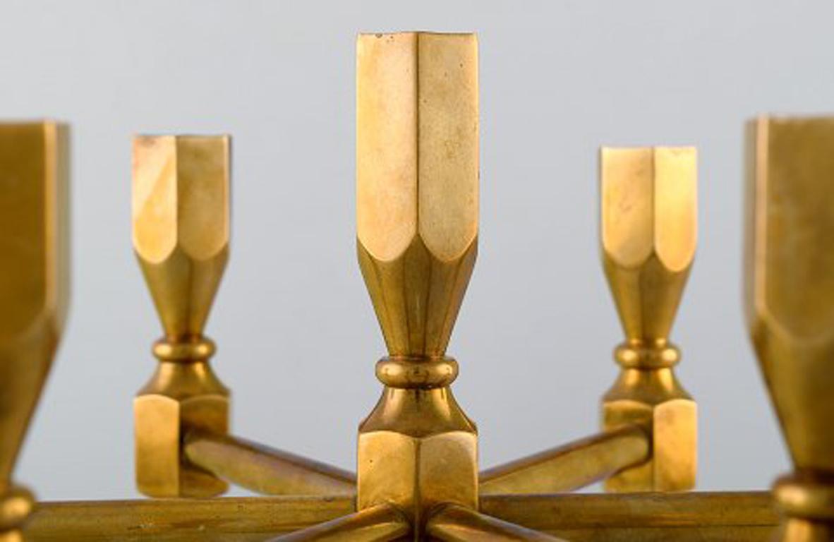 Scandinavian Modern Gusum, Sweden Candlestick for Seven Lights in Brass, Swedish Design