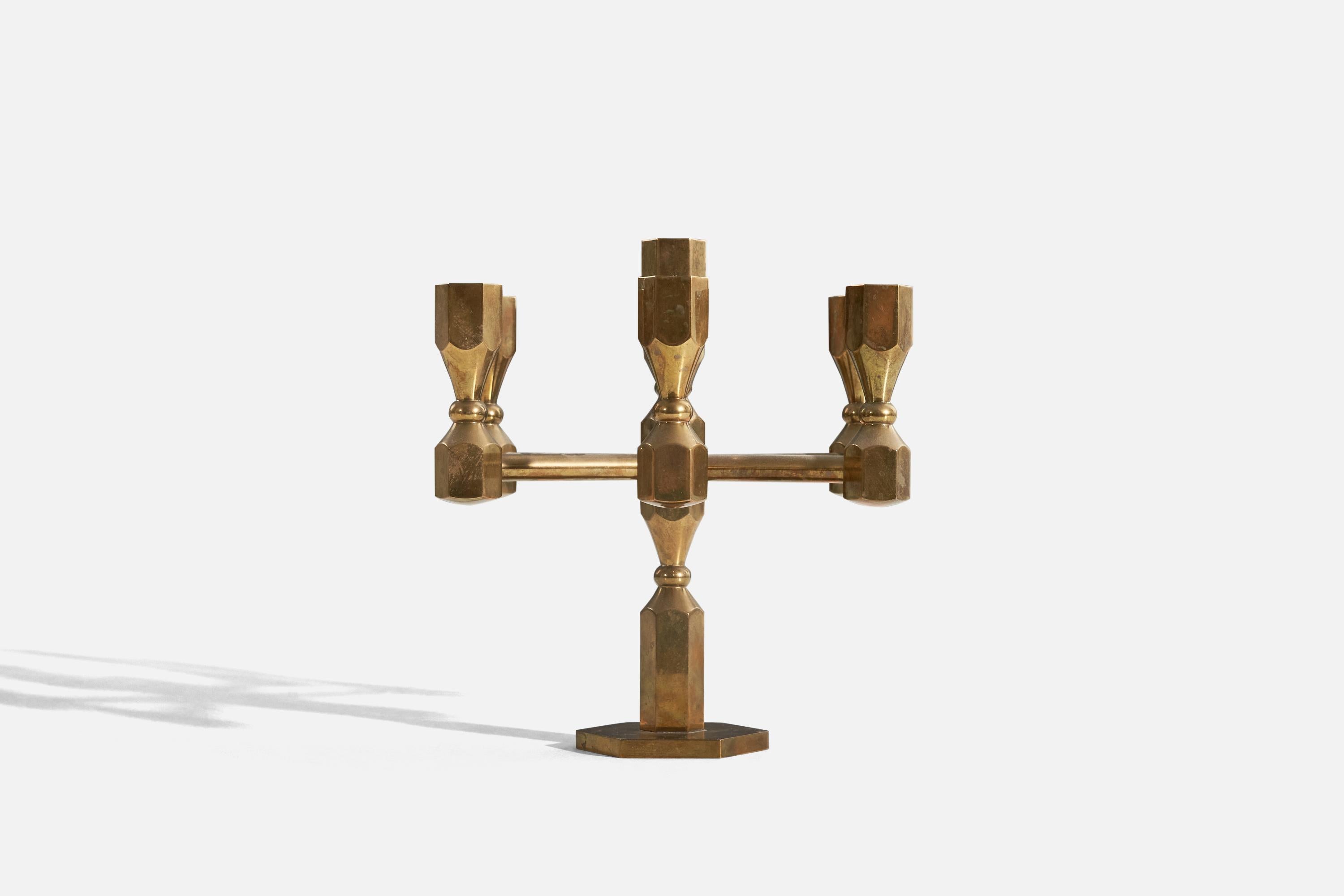 Gusums Bruk, Candelabra, Brass, Sweden, 1970s In Good Condition For Sale In High Point, NC