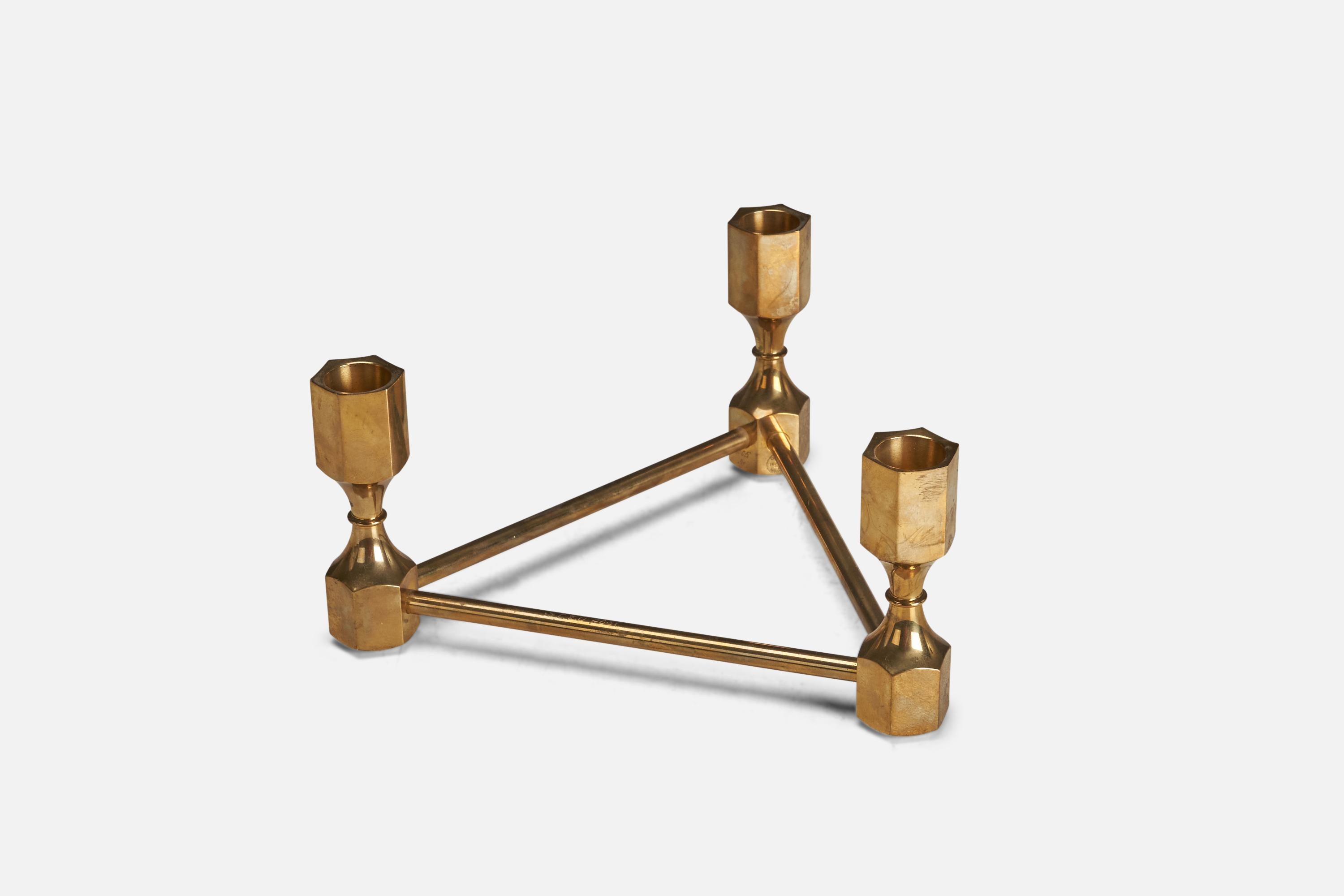 Swedish Gusums Bruk, Candelabras, Brass, Sweden, C. 1990s For Sale