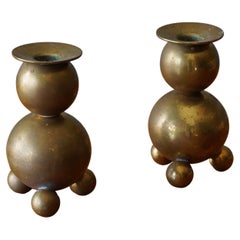 Gusums Bruk, Candlesticks, Brass, Sweden, 1982