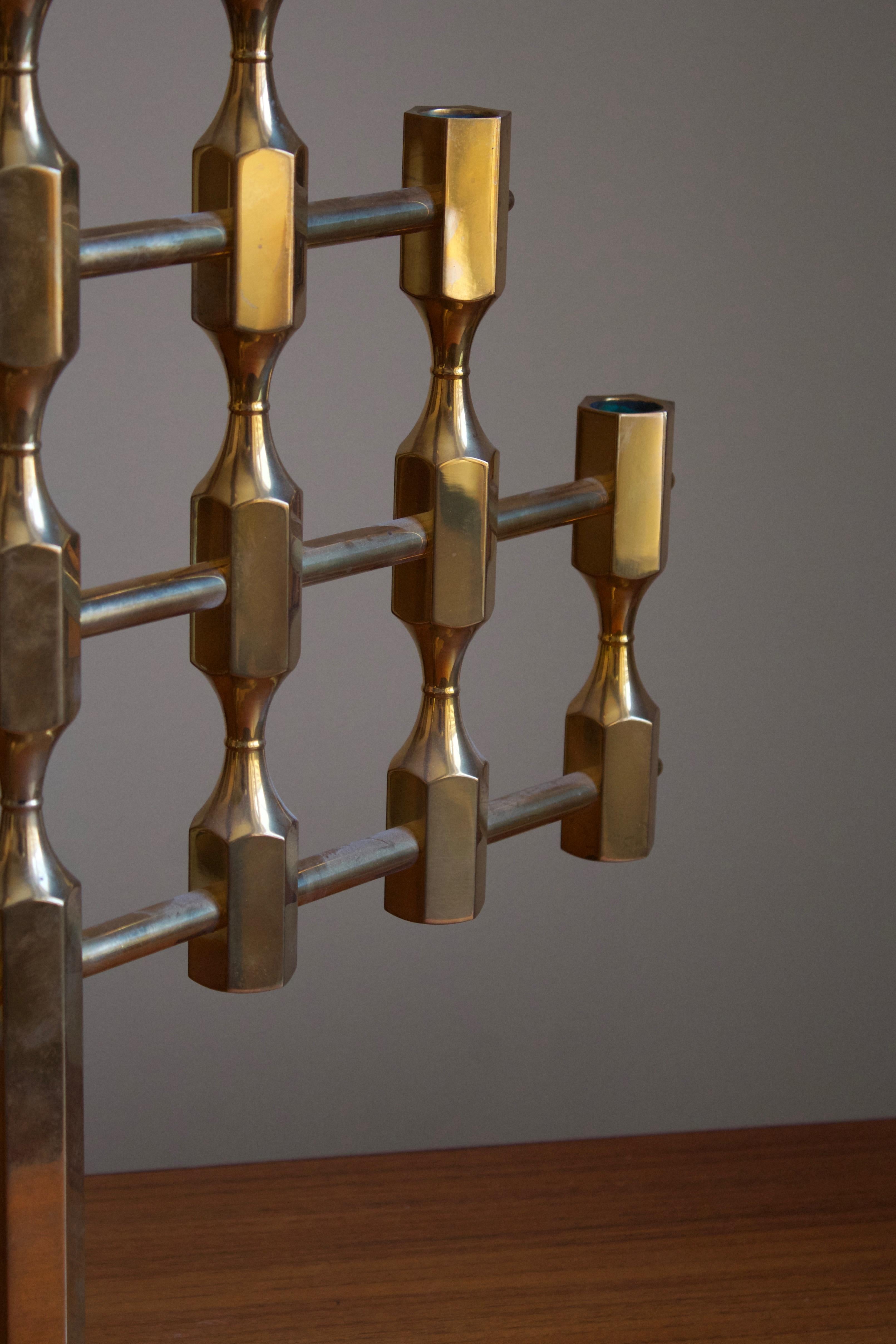 Mid-Century Modern Gusums Bruk, Large Candelabra, Brass, Sweden, 1977