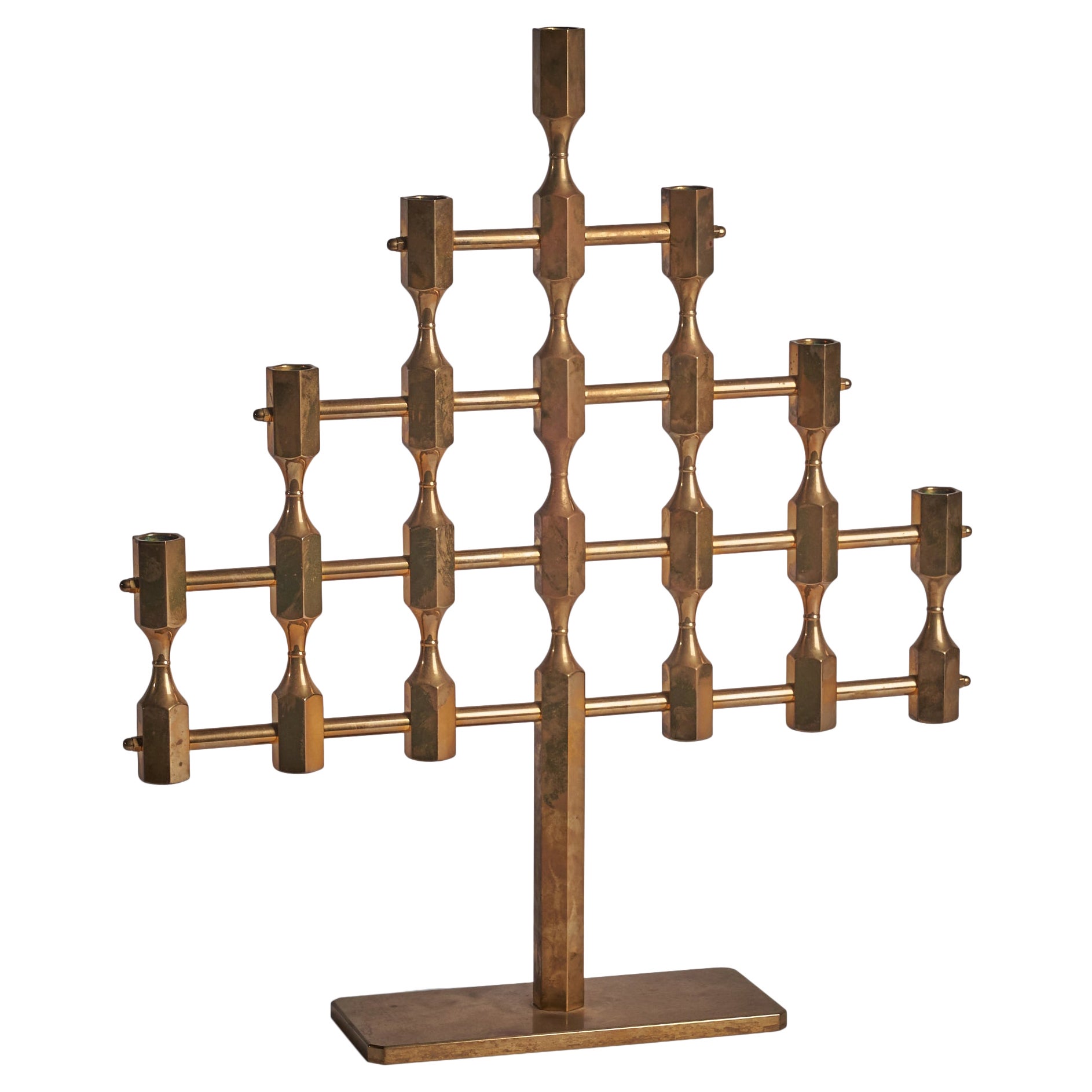 Gusums Metallslöjden, Sizeable Candelabra, Brass, Sweden, 1977