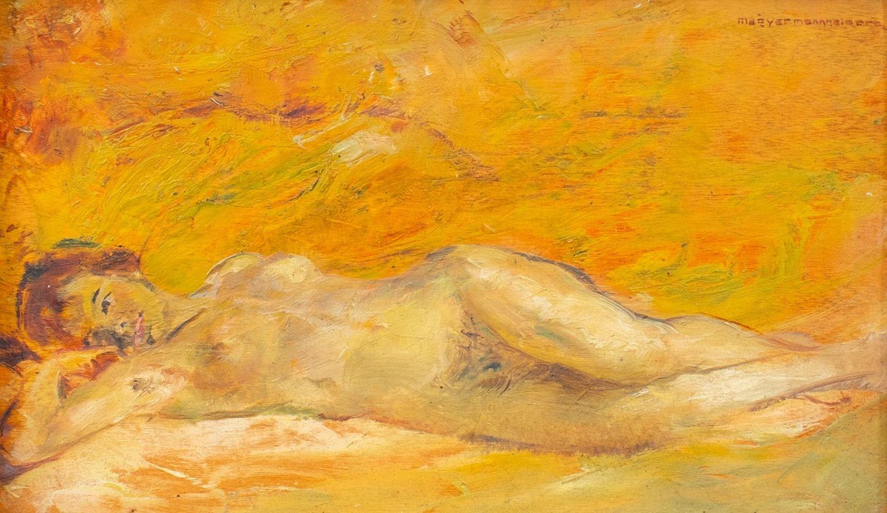 Reclining Female Nude - Painting by Gusztav Magyar-Mannheimer