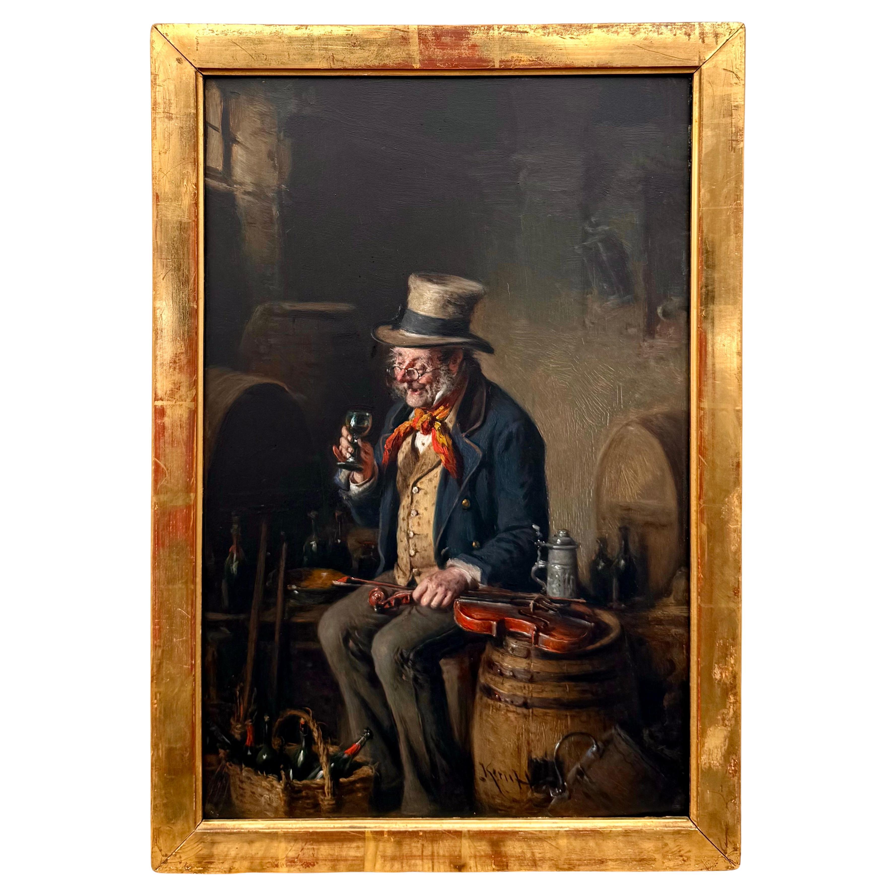 "Guter Tropfen" an Oil Painting by Hermann Armin Kern