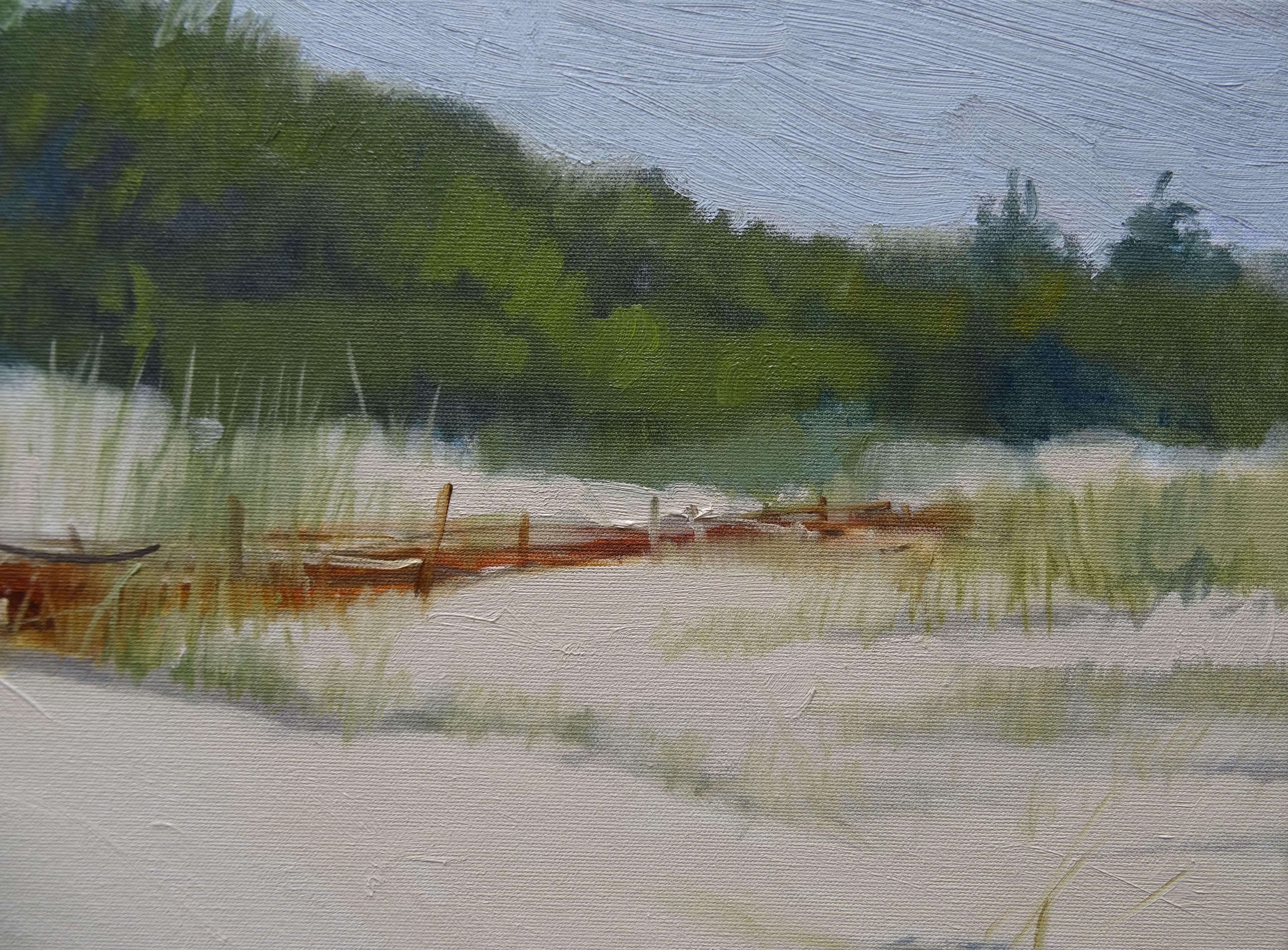 Carnikava-Dünen  2021. Öl auf Leinwand, 60x80 cm (Grau), Landscape Painting, von Gutmanis Andis