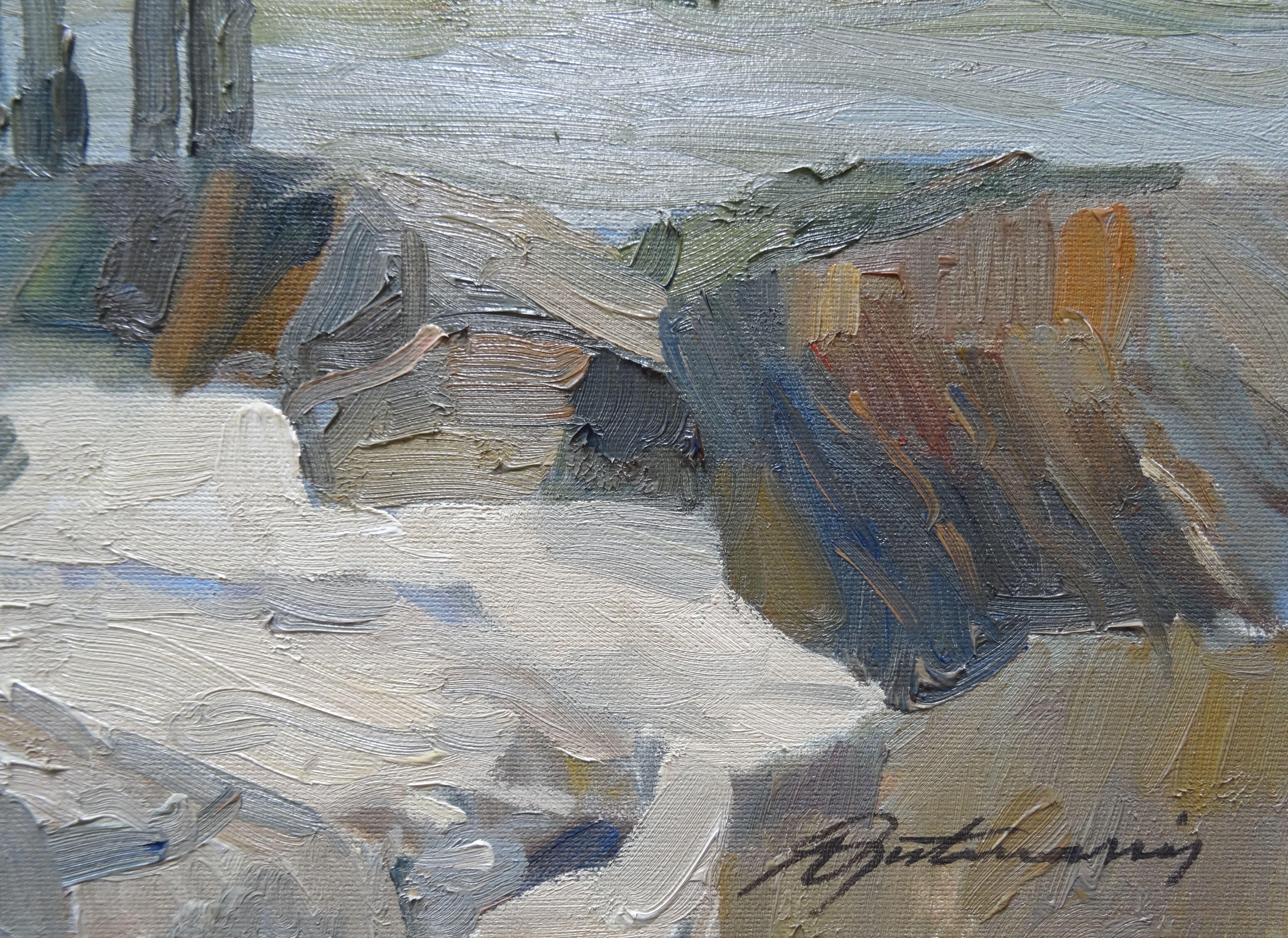 Jetée de Lapmezciems  huile/toile, 50x80 cm - Painting de Gutmanis Andis