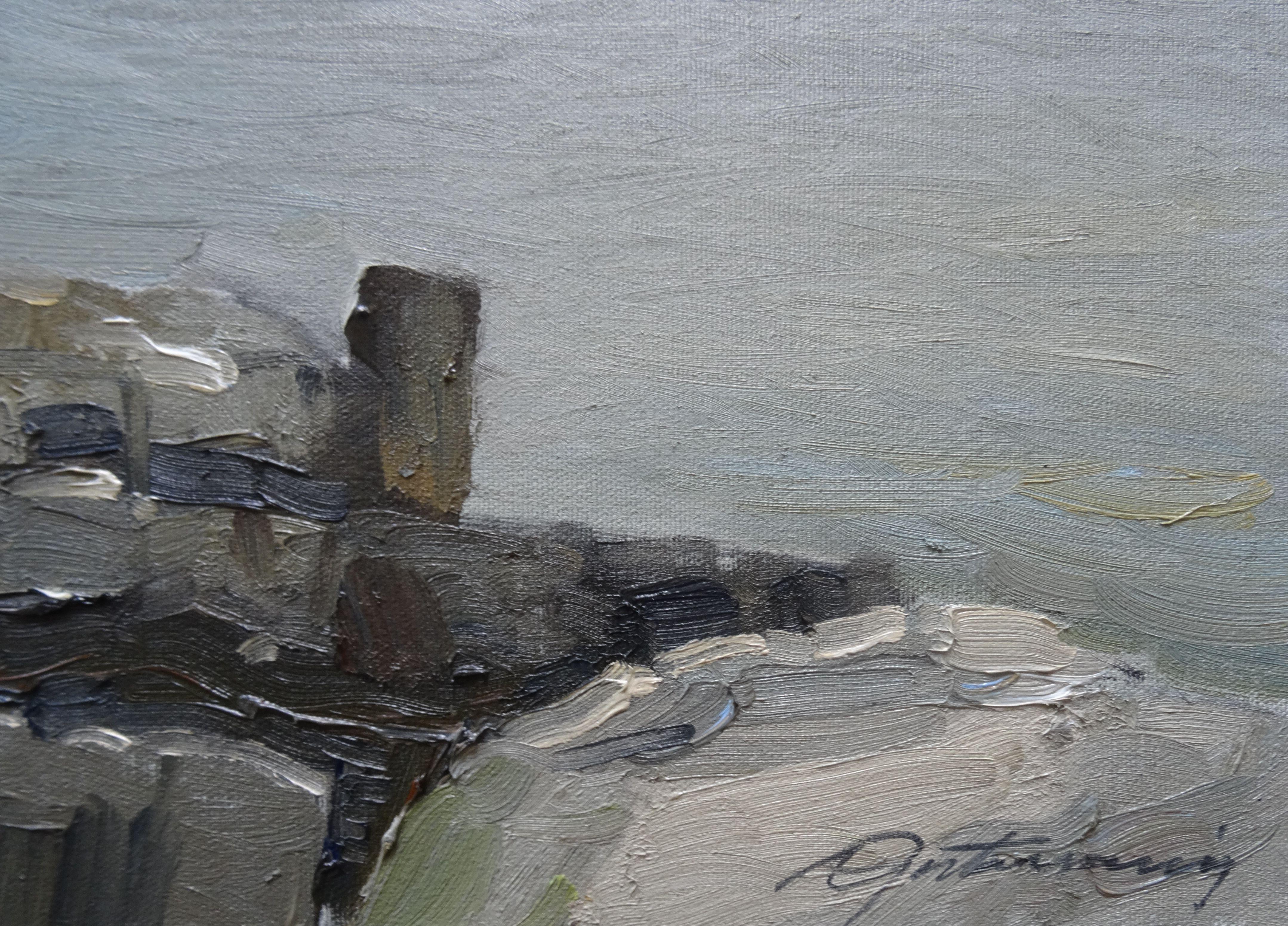 Muelle de Lapmezciems  óleo/lienzo, 50x80 cm - Painting de Gutmanis Andis