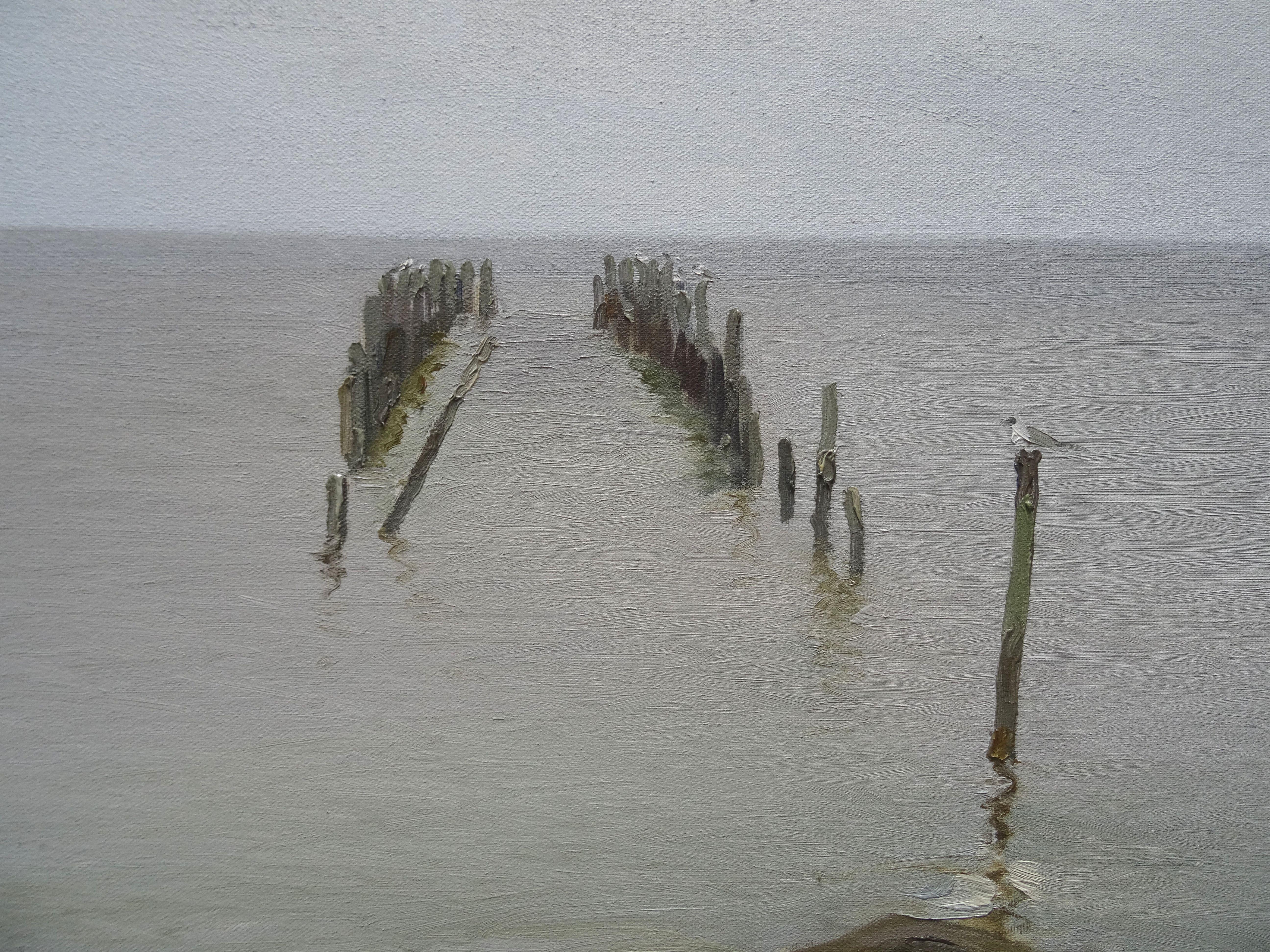 Muelle de Lapmezciems  óleo/lienzo, 50x80 cm - Painting Realista de Gutmanis Andis