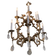 Gutsy Rich Giltwood Chandelier with Very Large Rock Crystals