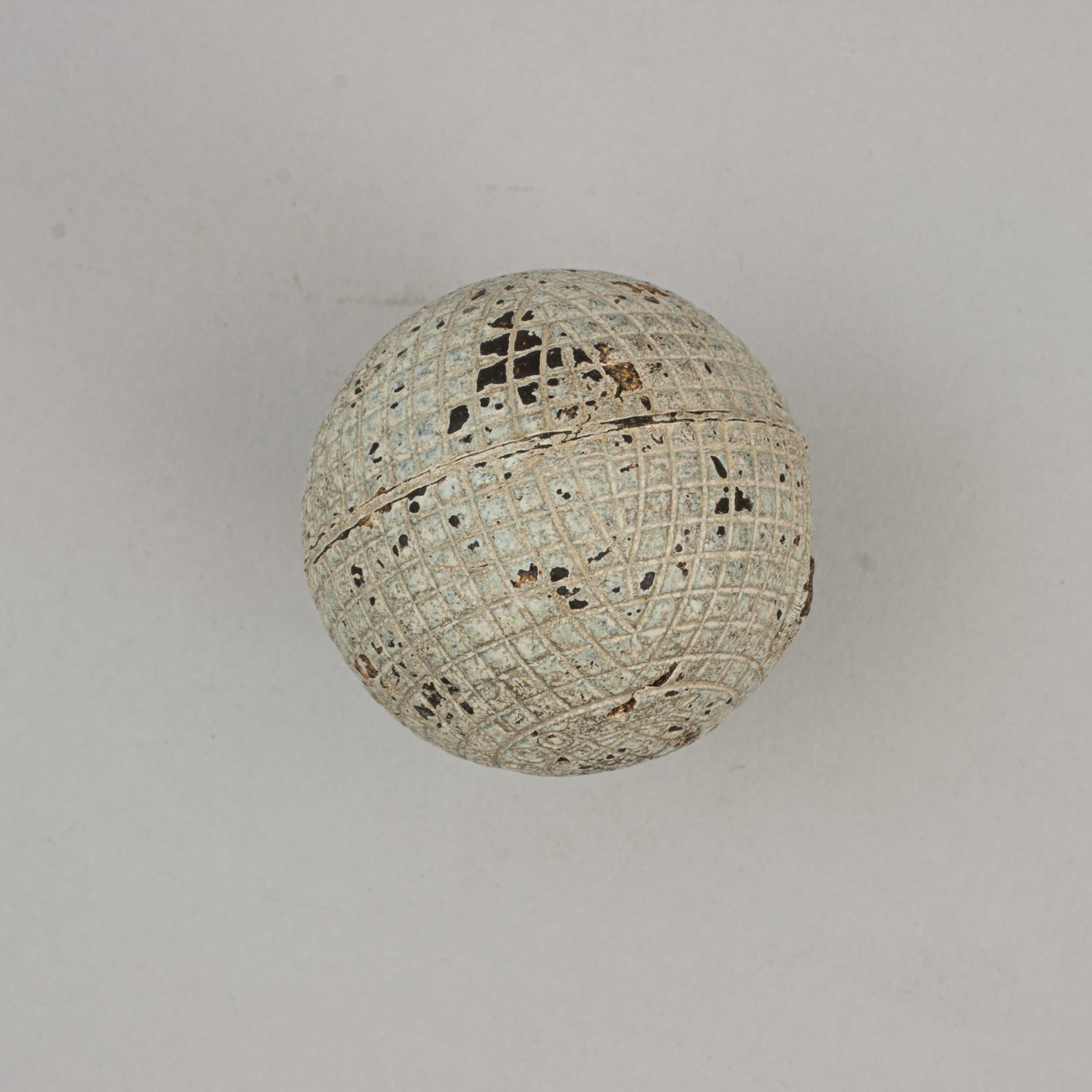 19th Century Gutta Percha, Mesh Pattern Golf Ball. The Mascot For Sale