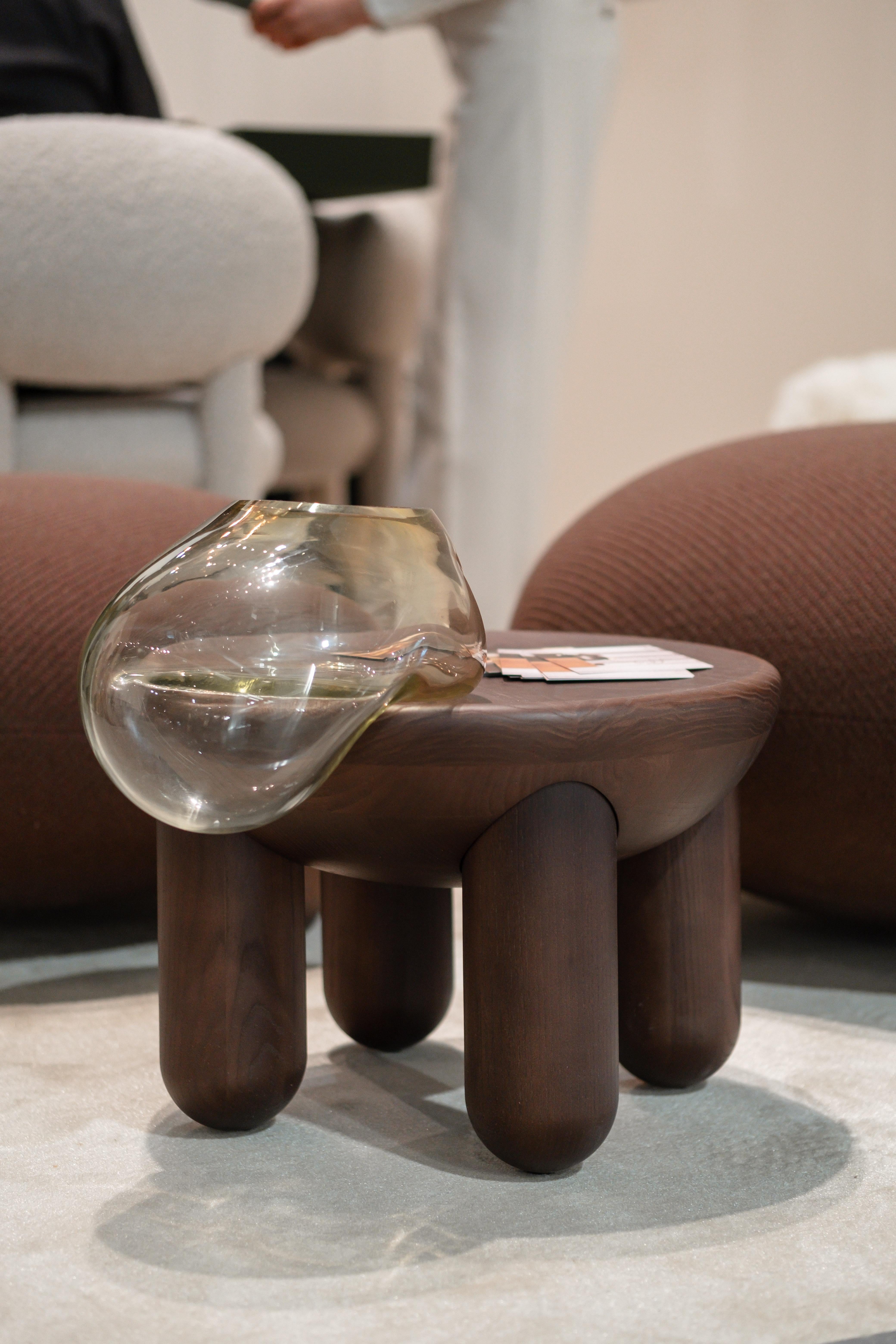Gutta Vase CS3 - Sculptural Minimalist by Noom in Blown Neutral Grey Glass For Sale 8