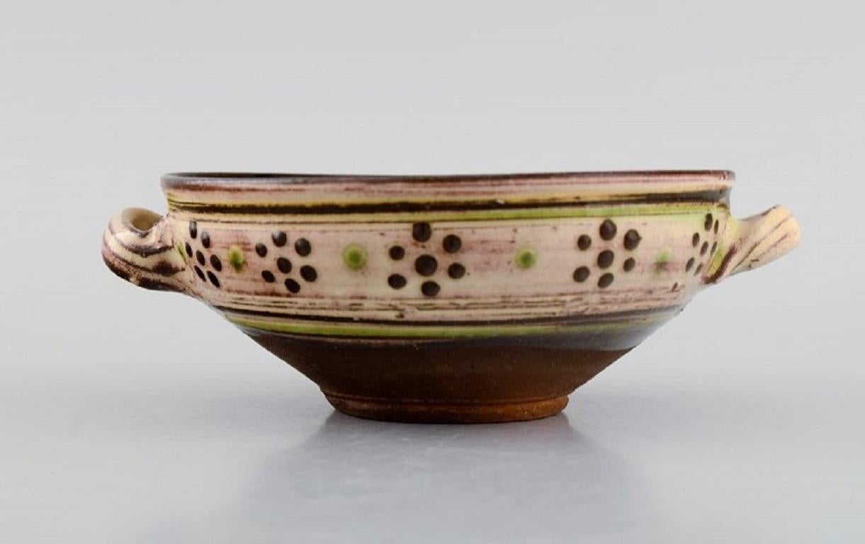 Danish Gutte Eriksen, Own Workshop, Ear Bowl with Handles, Mid-20th C For Sale