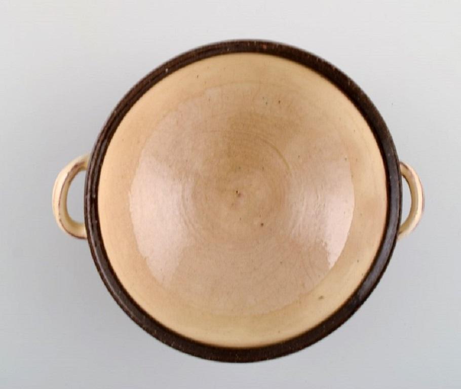 Stoneware Gutte Eriksen, Own Workshop, Ear Bowl with Handles, Mid-20th C For Sale