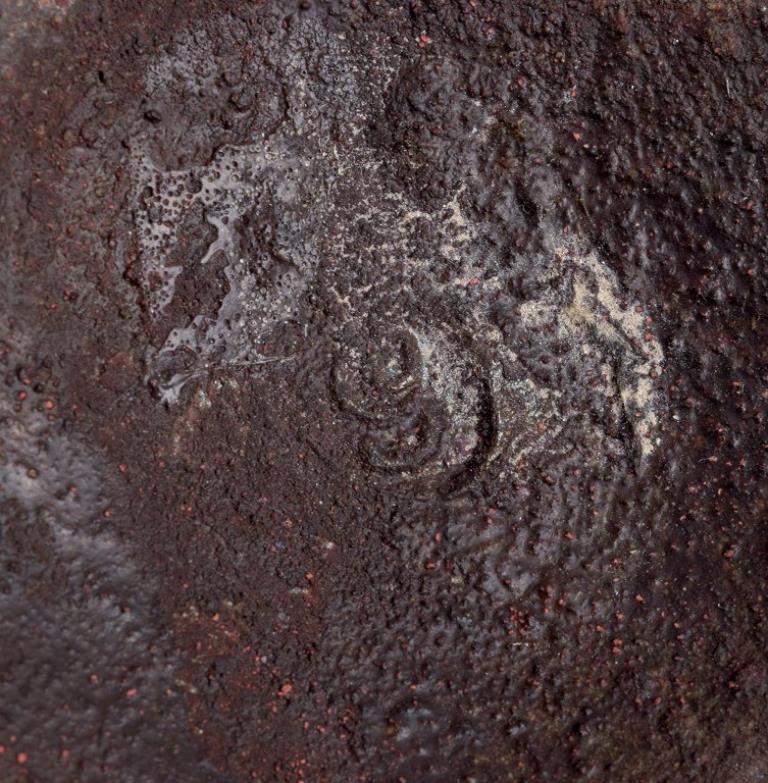 Gutte Eriksen, Denmark. Vase in ceramic, raku technique, flowing lava glaze For Sale 1